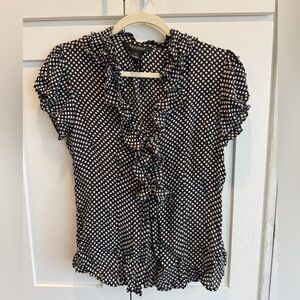 White House Black Market Black and White Polka Dot Blouse